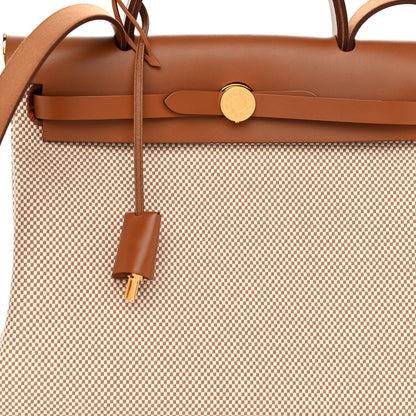 Hermes Vache Hunter Criss Viking Herbag Zip Retourne 31 PM Ecru Beige Fauve 9 of 12