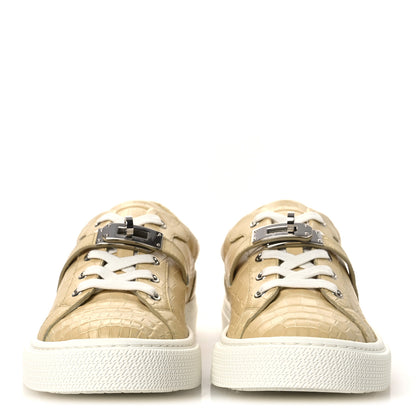 Hermes Matte Niloticus Crocodile Day Sneakers 38 Beige 3 of 12