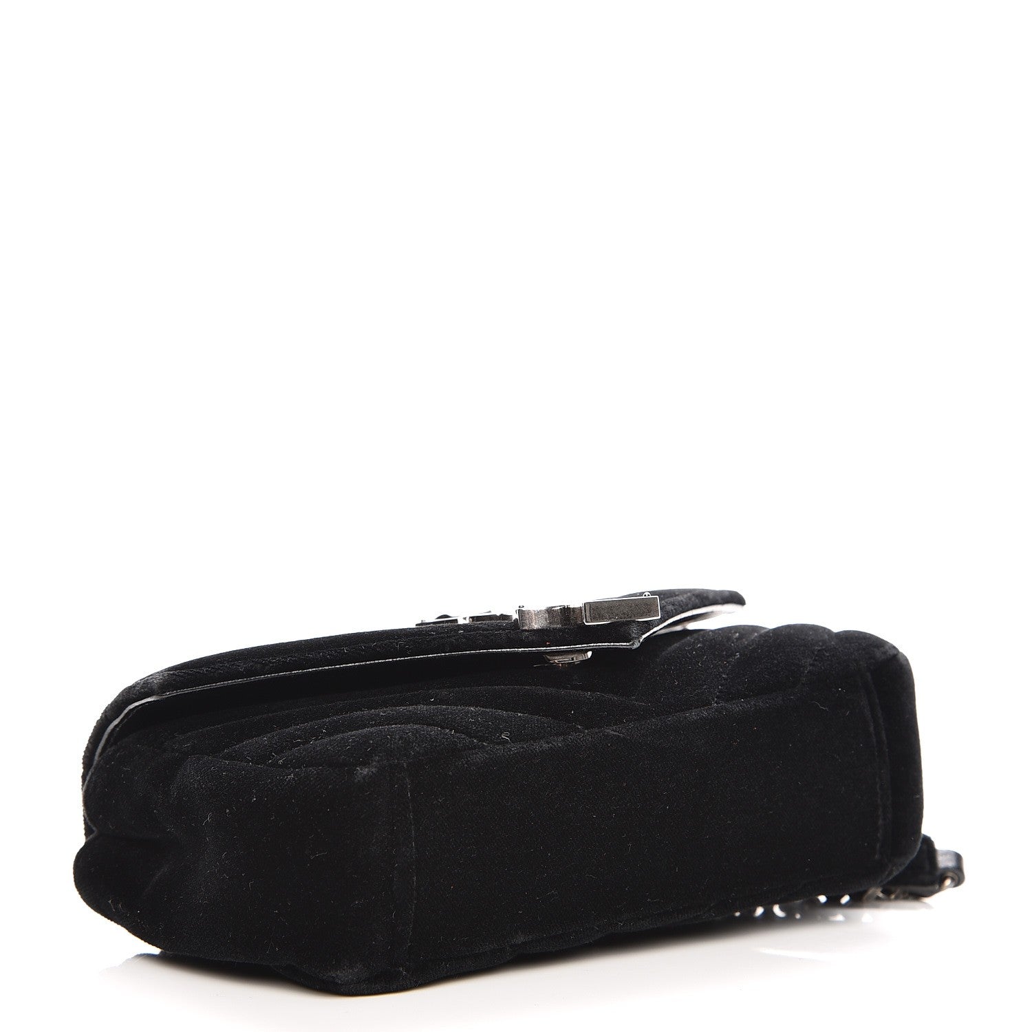 Saint Laurent Velvet Matelasse Chevron Monogram Classic Baby Chain Bag Black 4 of 11