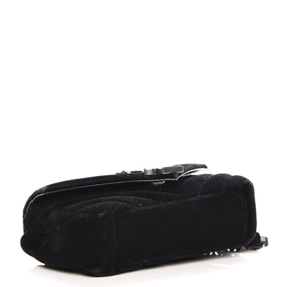 Saint Laurent Velvet Matelasse Chevron Monogram Classic Baby Chain Bag Black 4 of 11
