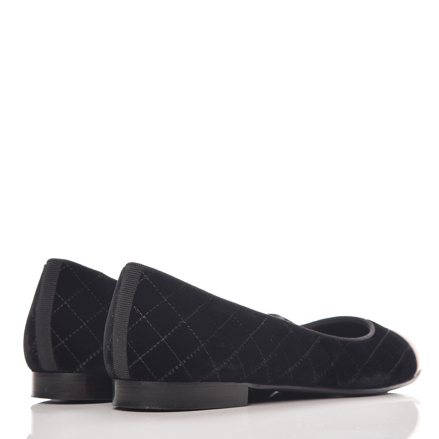 Chanel Velvet Lambskin Cap Toe Ballerina Flats 36.5 Black 5 of 15