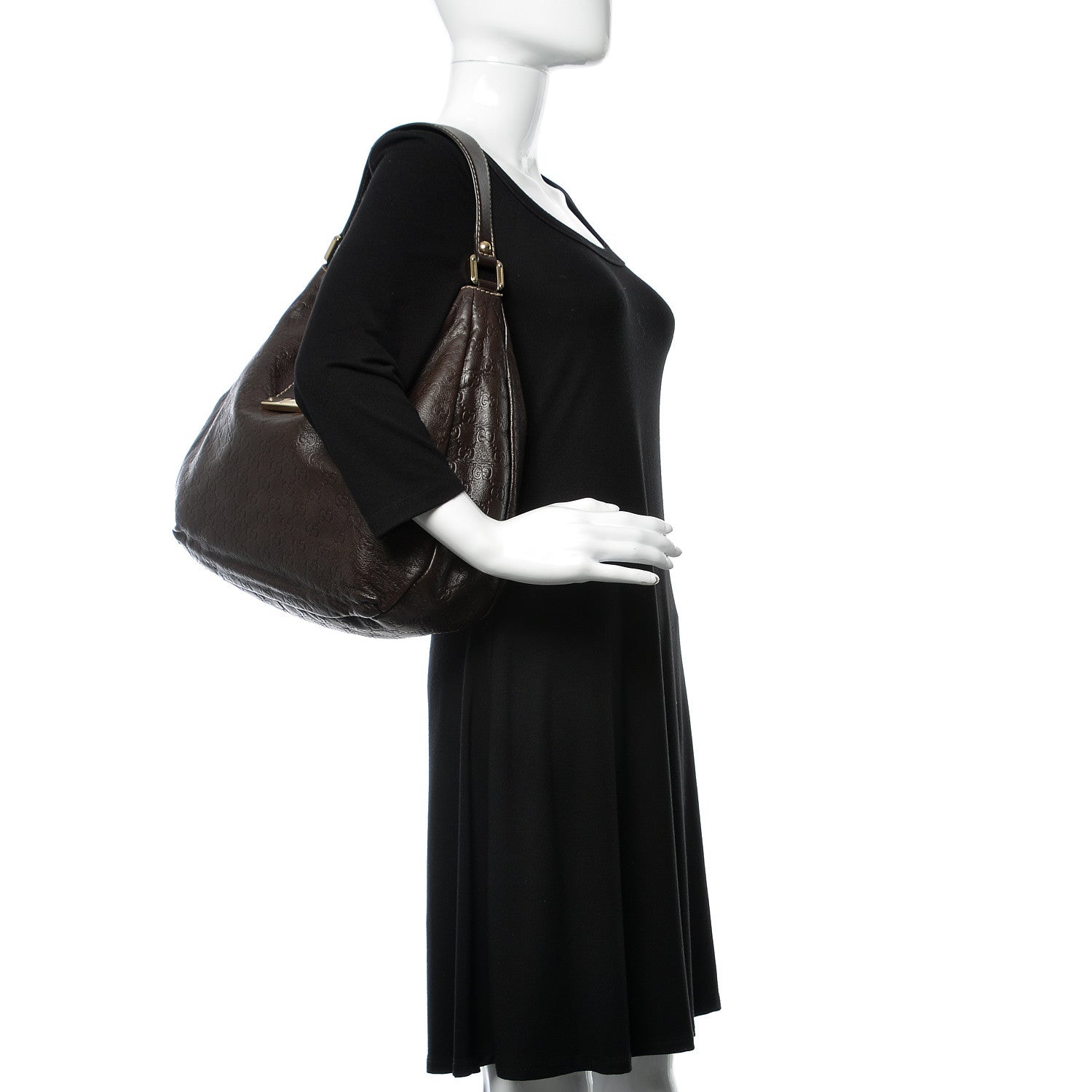 Gucci Guccissima Large New Ladies Web Hobo Dark Brown 2 of 15