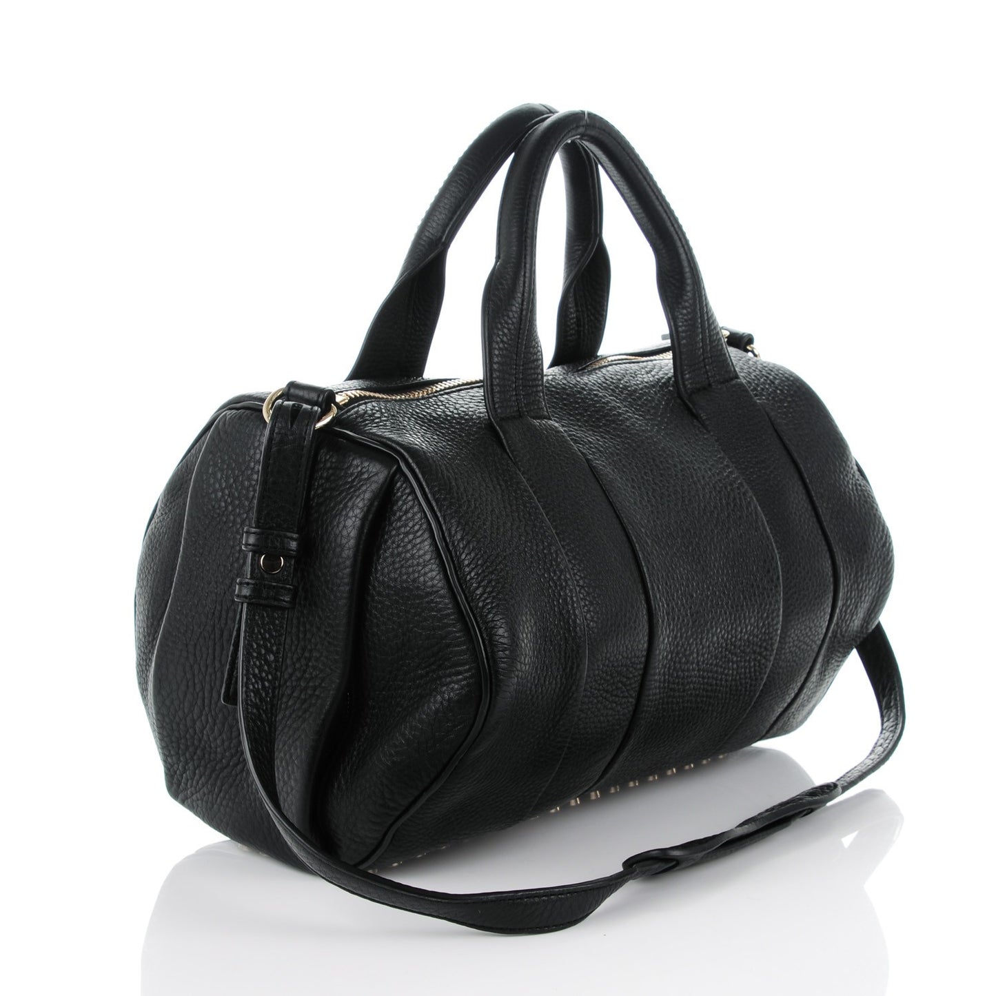 Pebbled Lambskin Rocco Black Pale Gold Hardware