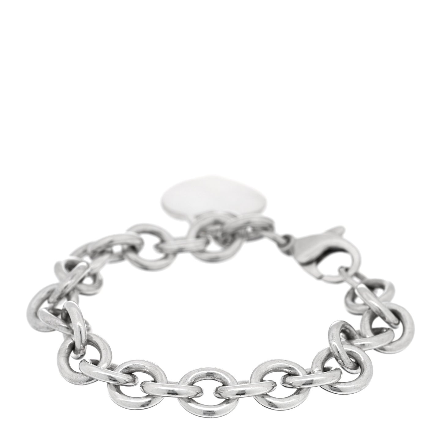 Sterling Silver Heart Tag Charm Bracelet