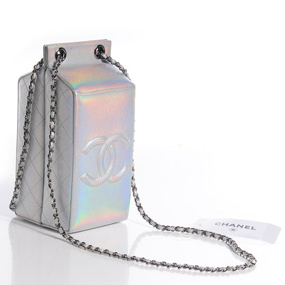 Chanel Metallic Goatskin Lait de Coco Milk Carton Bag Silver 3 of 8