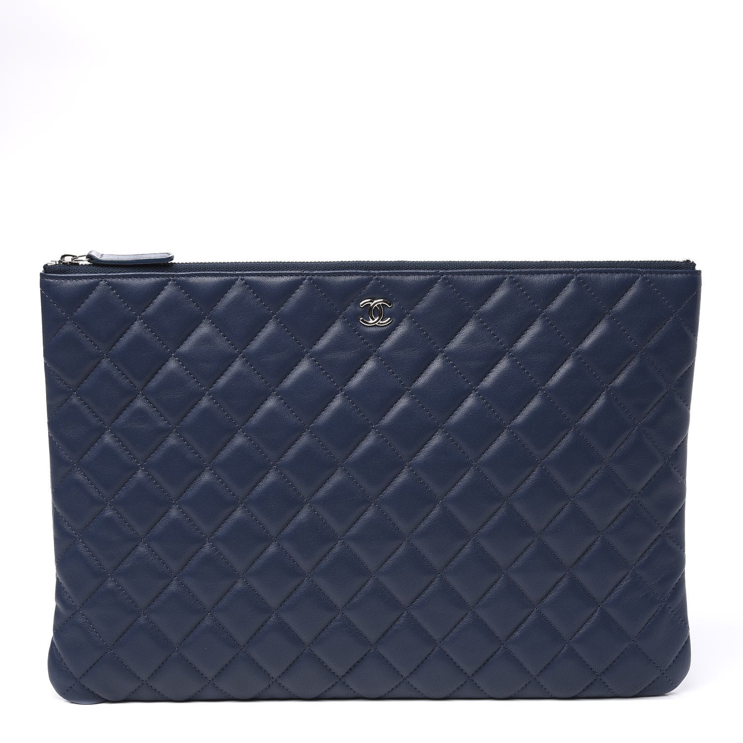 Chanel Lambskin Quilted Large Cosmetic Case Navy 1 of 10