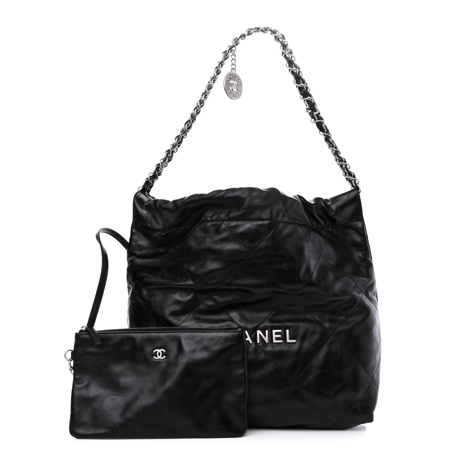 Chanel Shiny Calfskin Quilted Small Chanel 22 Black 1 of 11