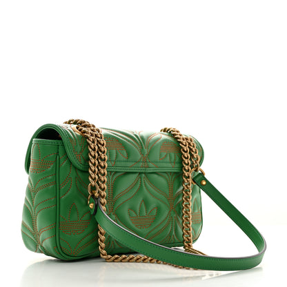 Gucci X Adidas Calfskin Matelasse Small GG Marmont Shoulder Bag Green 3 of 10
