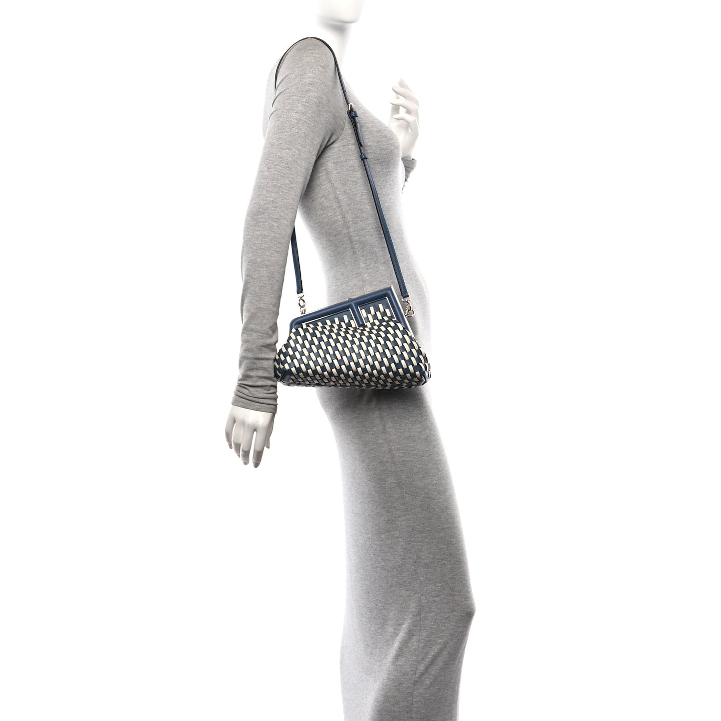 Vitello Grace Intreccio Small Fendi First Mirto Blue White Ice