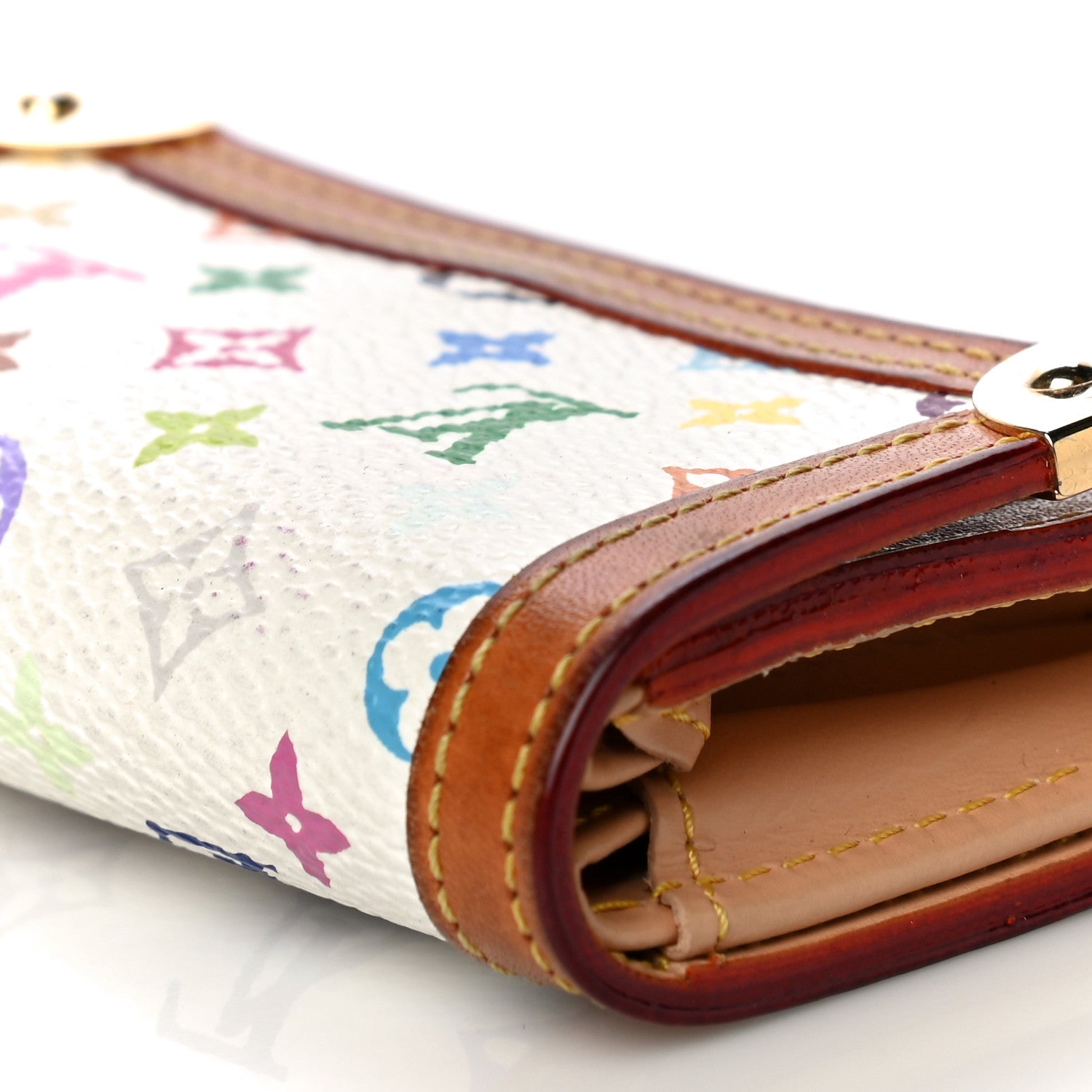 Louis Vuitton Monogram Multicolor Porte-Monnaie Plat Coin Purse White 9 of 16