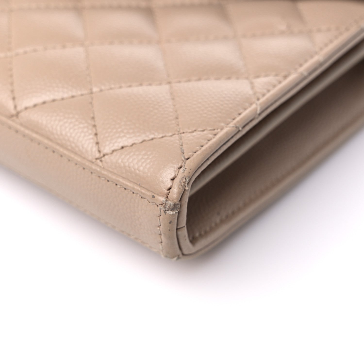 Saint Laurent Grain De Poudre Mixed Matelasse Triquilt Monogram Chain Wallet Dark Beige 9 of 16