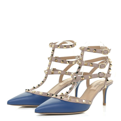 Valentino Garavani Calfskin Rockstud Ankle Strap 65mm Pumps 38 Baltique Poudre 2 of 10