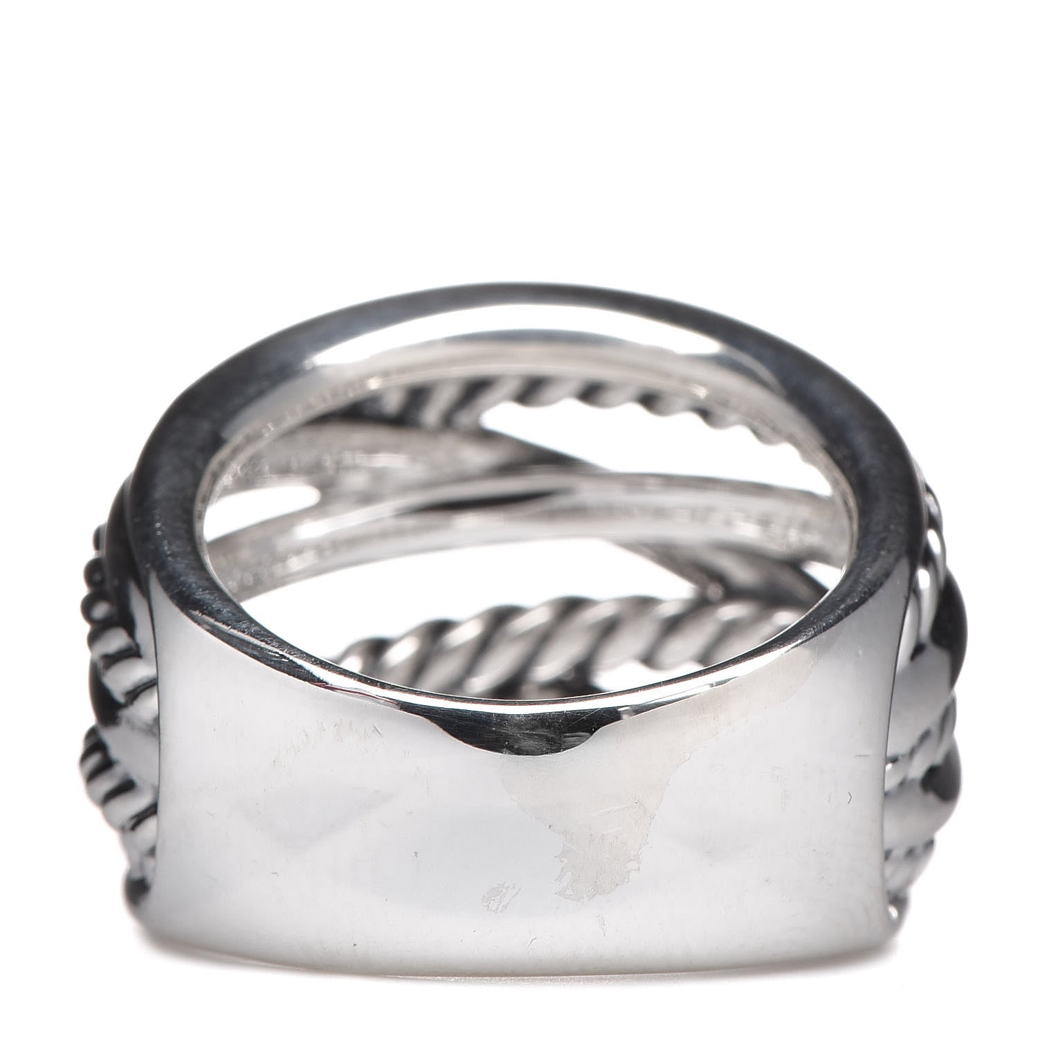 David Yurman Sterling Silver 18mm Wide Crossover Cable Ring 54 7 4 of 5