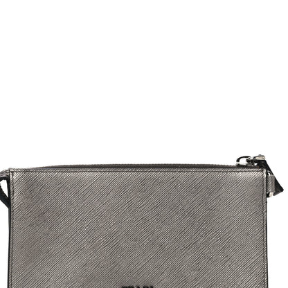 Prada Metallic Saffiano Phone Pouch Fumo Mordore 8 of 10
