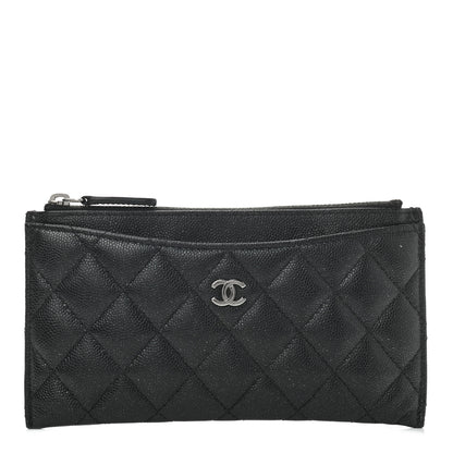 Chanel Iridescent Caviar Quilted Classic Zip Pouch Black 1 of 7