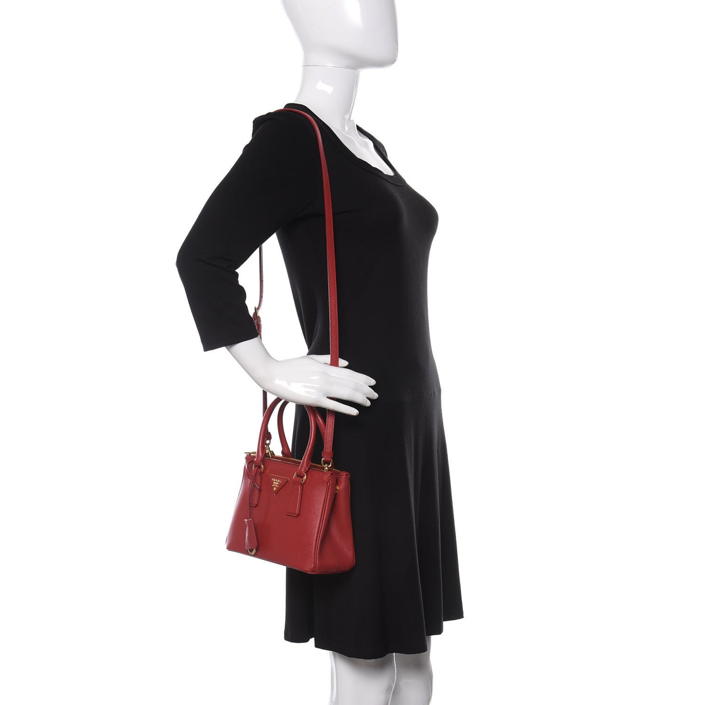 Saffiano Mini Galleria Double Zip Tote Fuoco