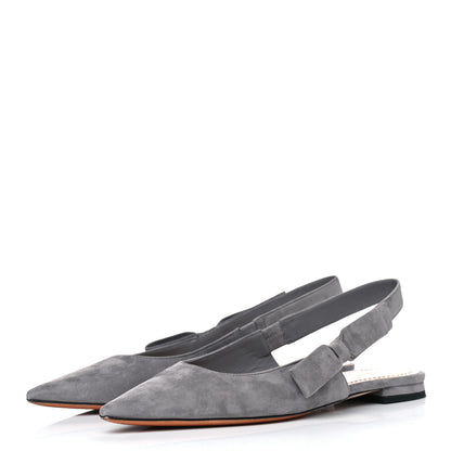 Christian Dior Suede Sweet D Sling-Back Ballet Flats 37 Grey 3 of 10