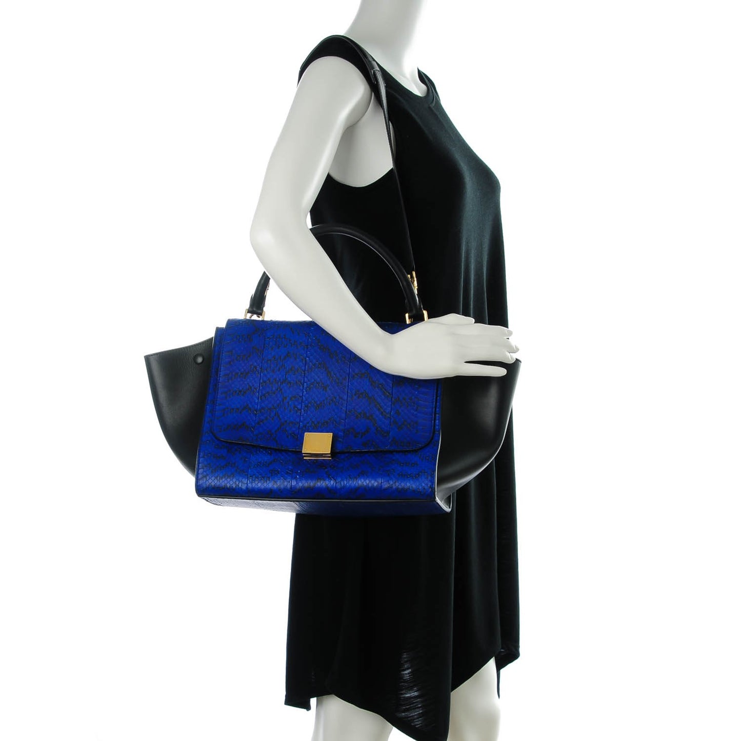 Python Calfskin Medium Trapeze Blue Black