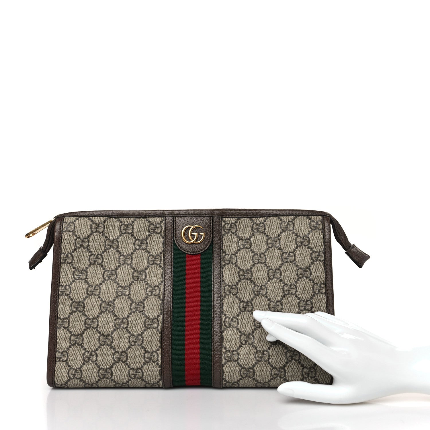 Gucci GG Supreme Monogram Web Ophidia GG Toiletry Case Beige New Acero 2 of 9