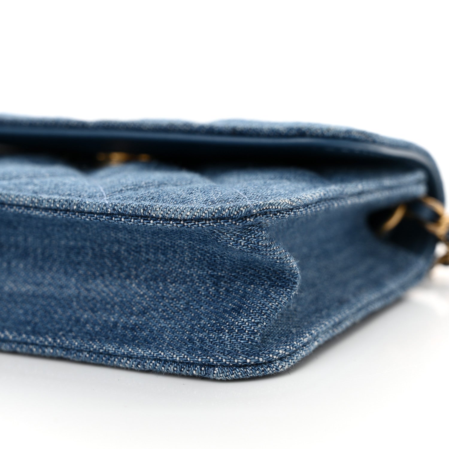 Chanel Denim Quilted CC Pearl Crush Clutch With Chain Blue 11 of 13