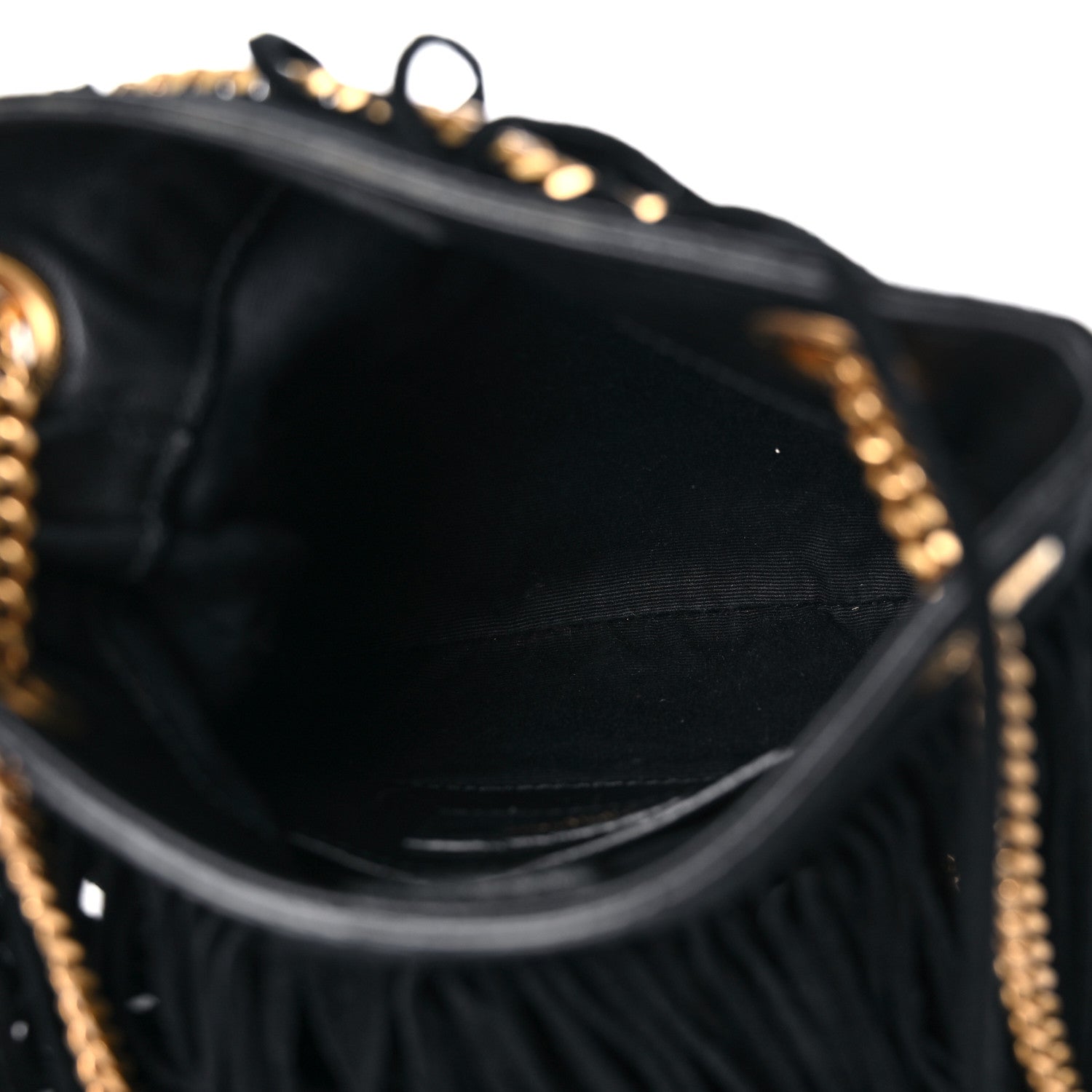 Saint Laurent Suede Calfskin Small Grace Fringed Hobo Bag Rope Black 5 of 9
