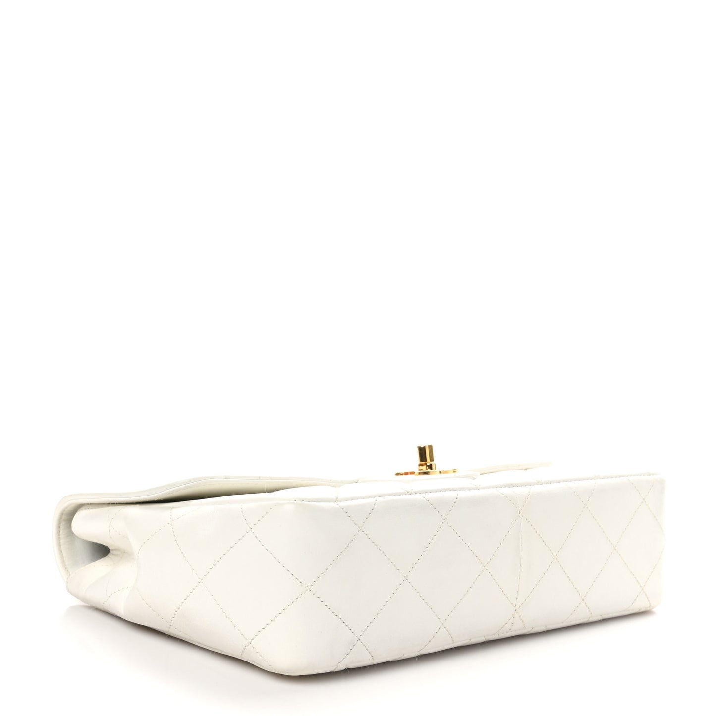 Lambskin Quilted Medium Single Flap White