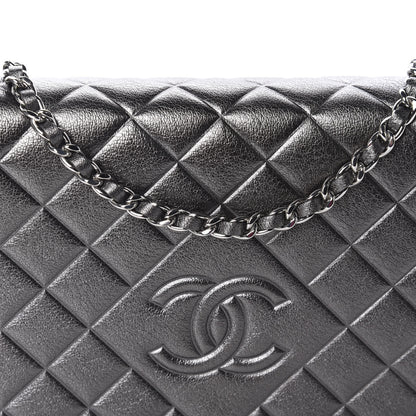 Chanel Metallic Goatskin Quilted Diamond CC Wallet On Chain WOC Pewter 12 of 12