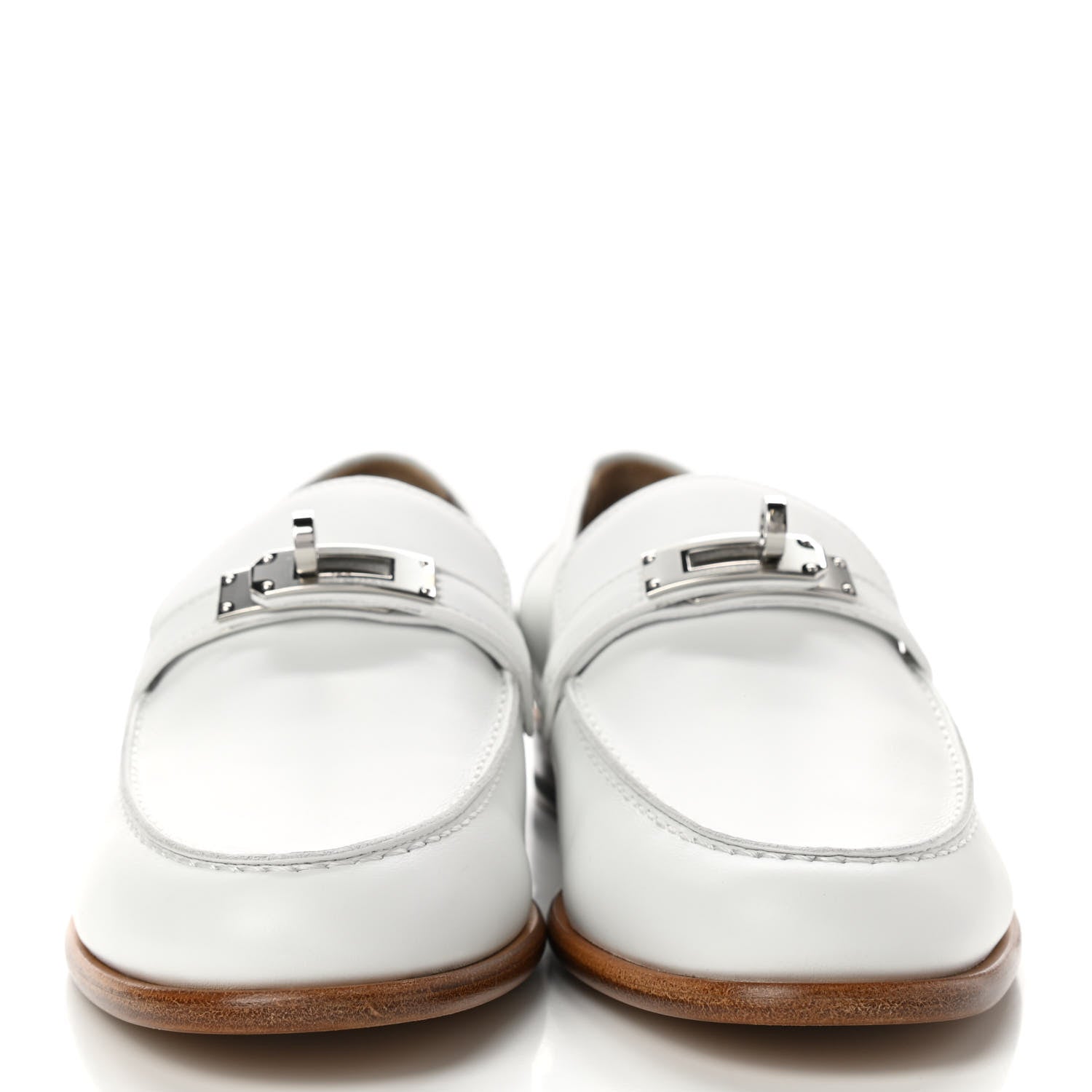 Hermes Calfskin Womens Destin Loafer 37.5 White 2 of 9
