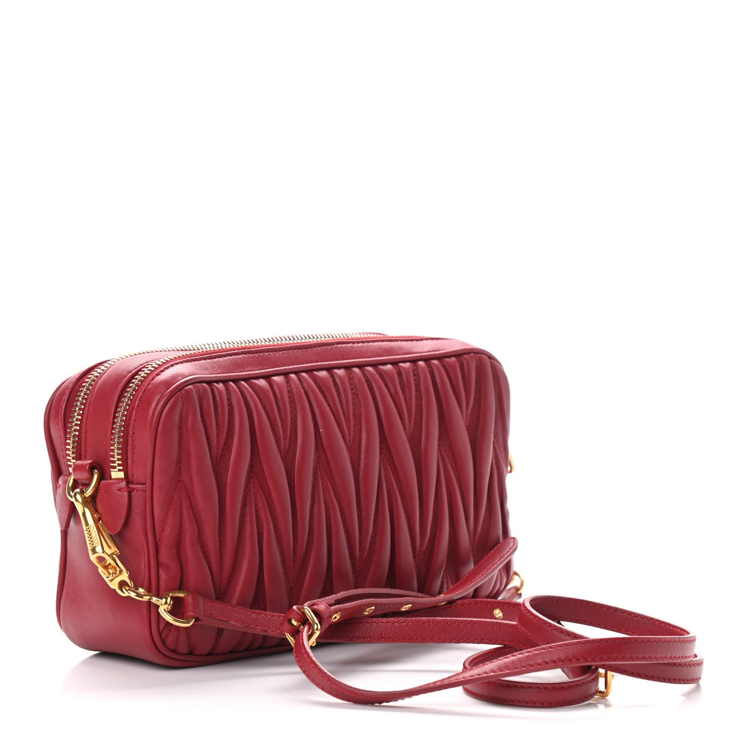 Miu Miu Nappa Matelasse Double Zip Shoulder Bag Fuoco 3 of 9