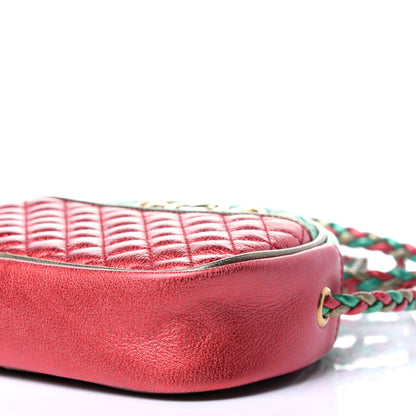Gucci Laminated Nappa Trapuntata Mini Zumi Dome Shoulder Bag Rosso Jasmine Green Rame 7 of 13