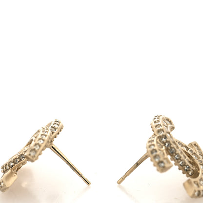 Chanel Crystal Timeless CC Earrings Light Gold 3 of 4