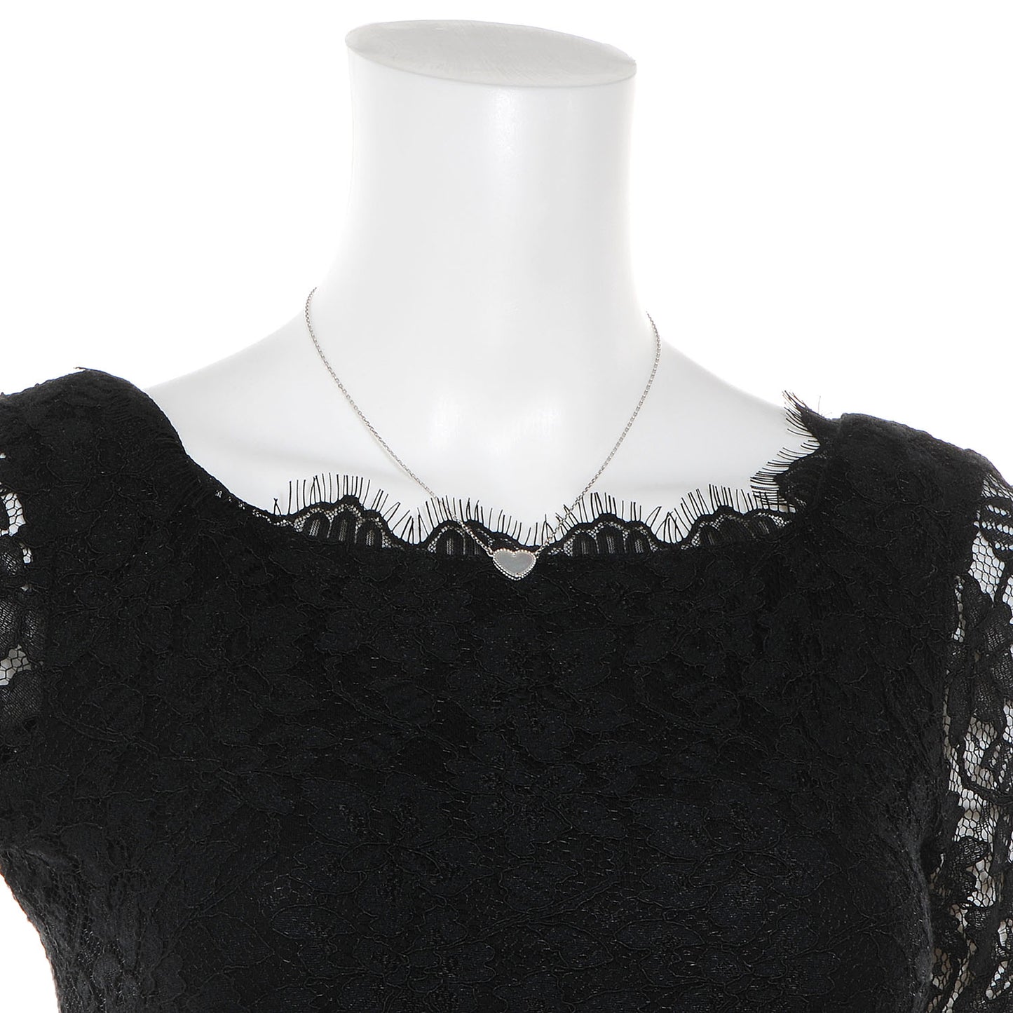 18k White Gold Mother of Pearl Sweet Alhambra Heart Pendant