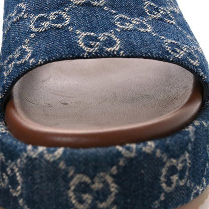 Gucci New Denim GG Monogram Angelina Platform 55mm Slide Sandals 39.5 Blue Tea 11 of 12