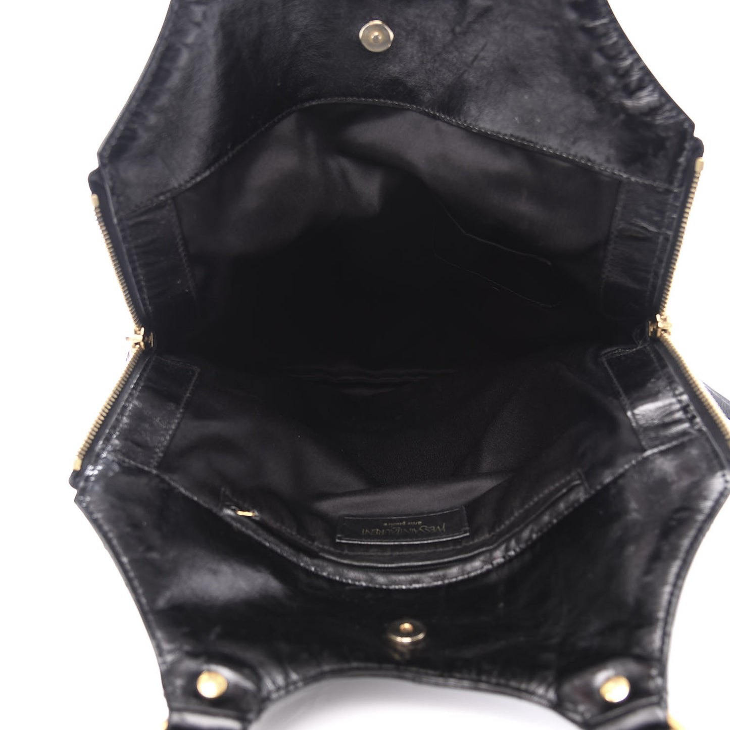 Glazed Calfskin Crocodile Embossed Tribute Tote Black