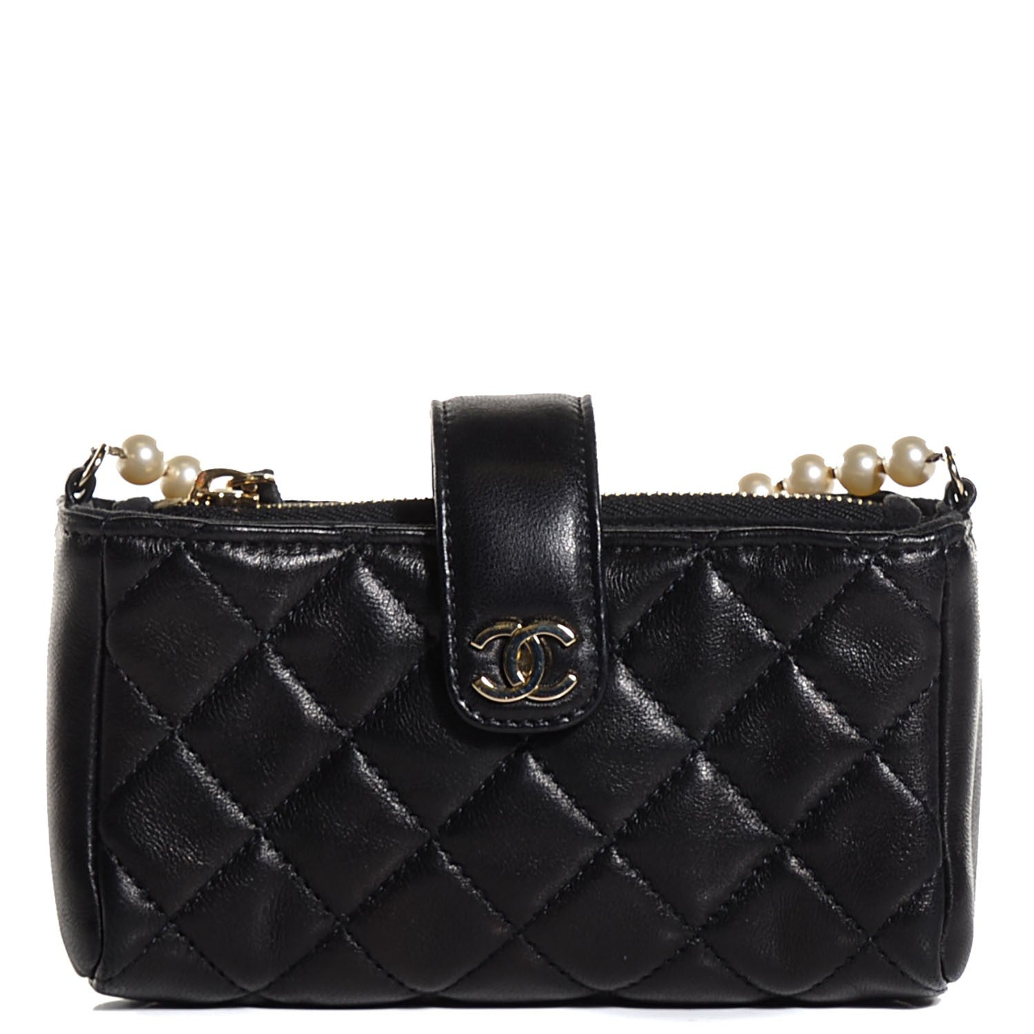 Chanel Lambskin Quilted Pearl Chain Love Symbols Mini Bag Black 1 of 11