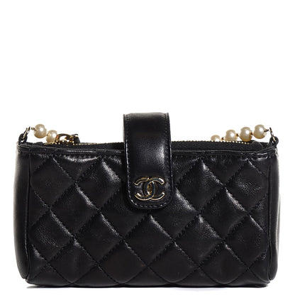 Chanel Lambskin Quilted Pearl Chain Love Symbols Mini Bag Black 1 of 11