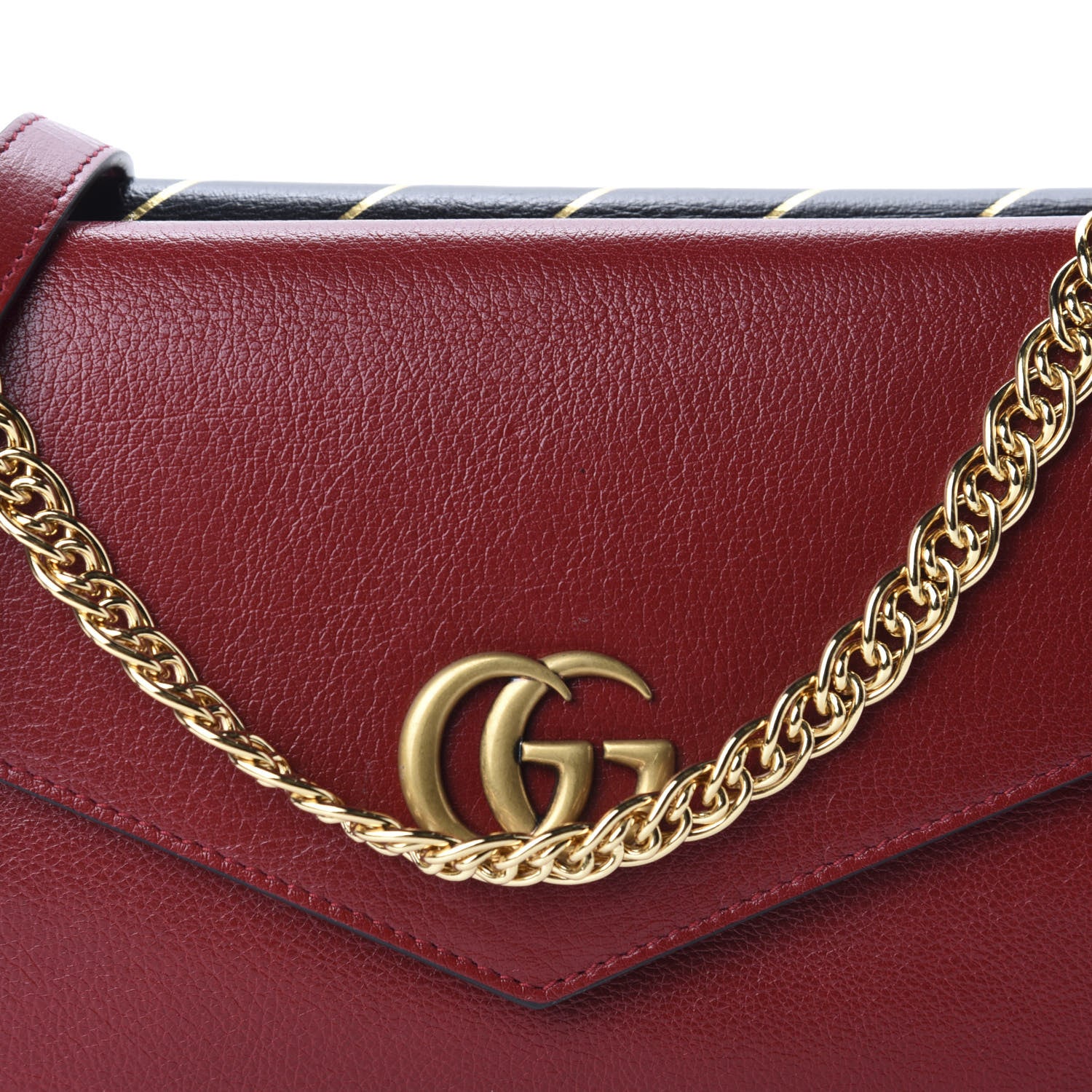 Gucci Calfskin Diagonal GG Medium Thiara Double Envelope Shoulder Bag Black Red 11 of 11
