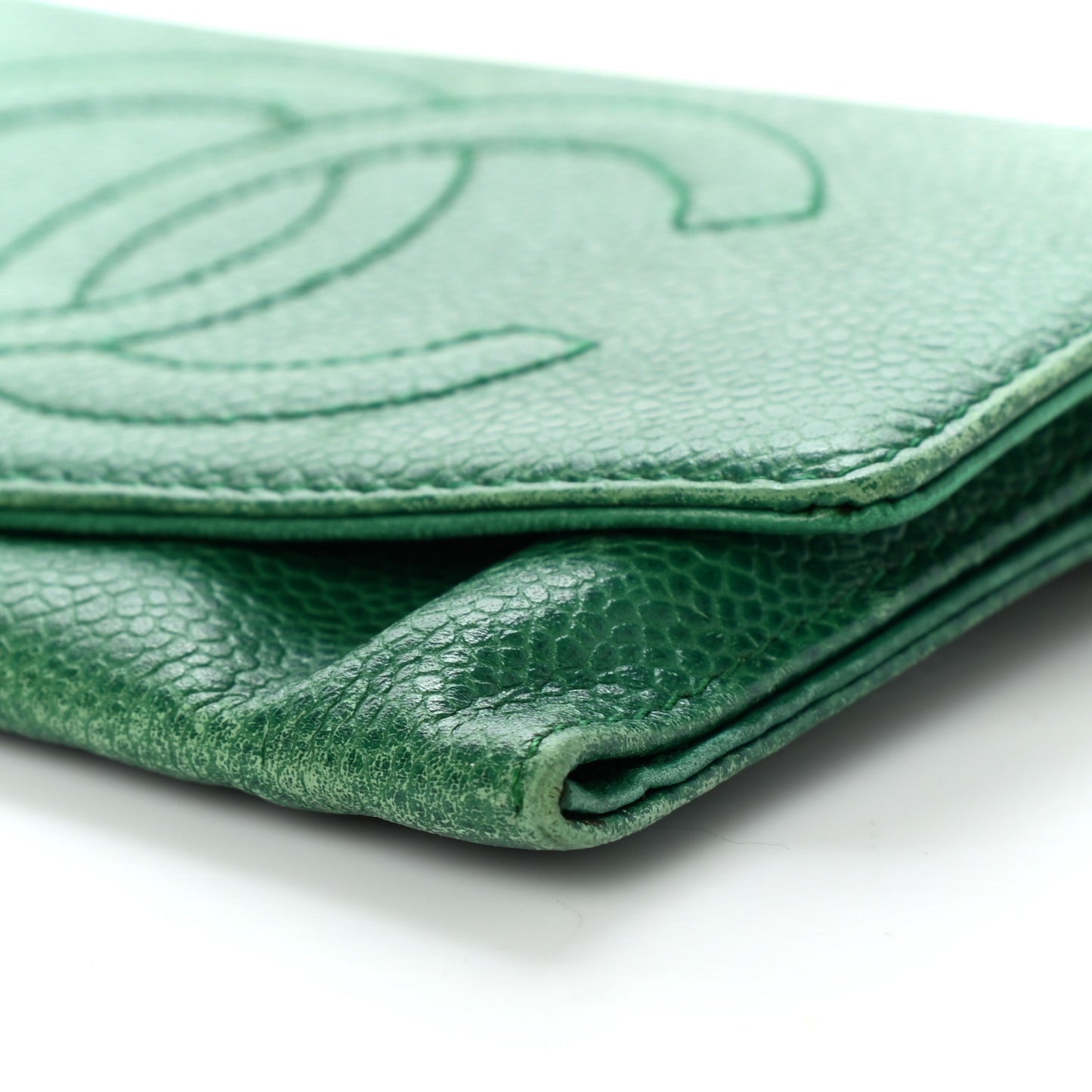 Caviar Timeless CC Card Holder Flap Wallet Green