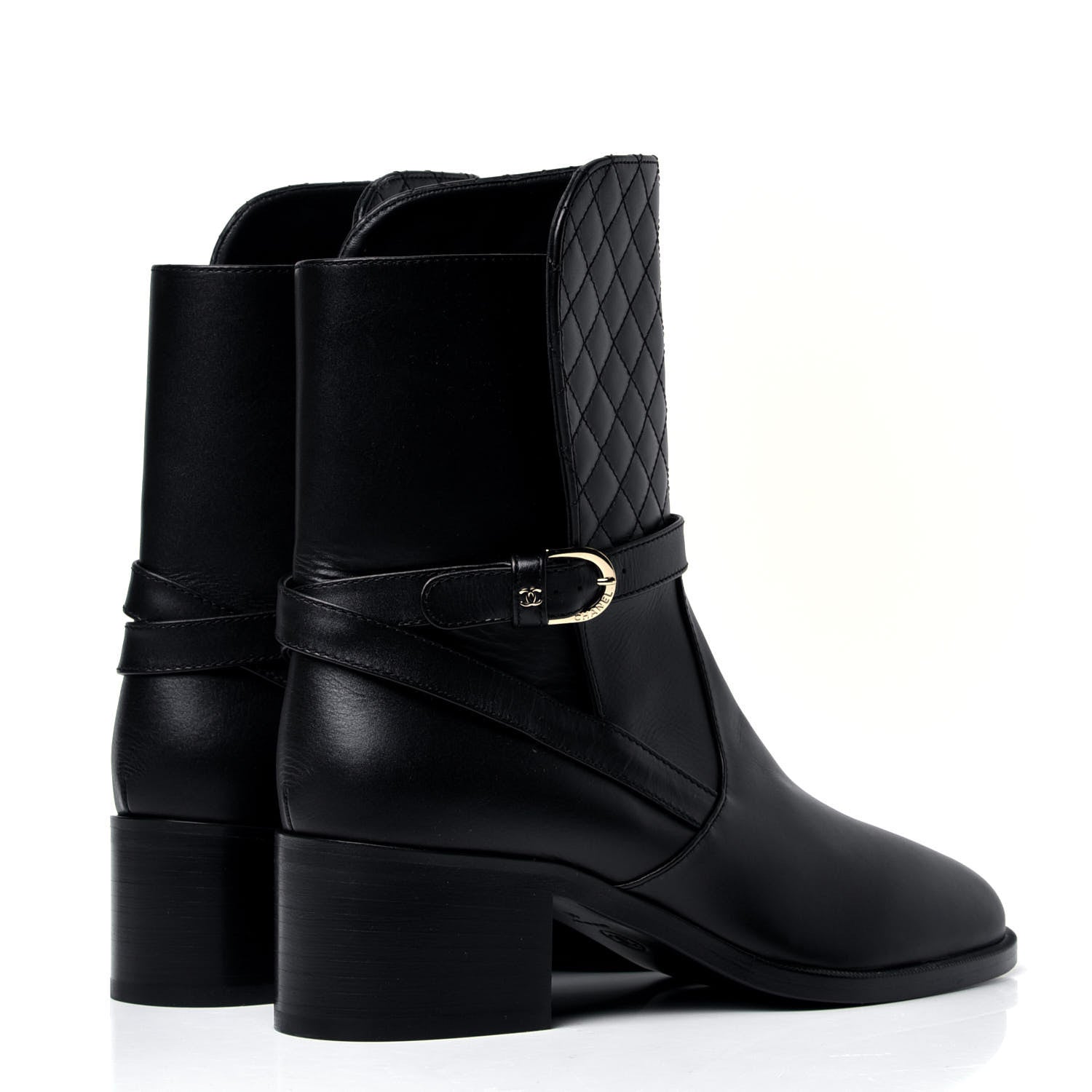 Chanel Calfskin Quilted CC Boots 41 Black 3 of 5