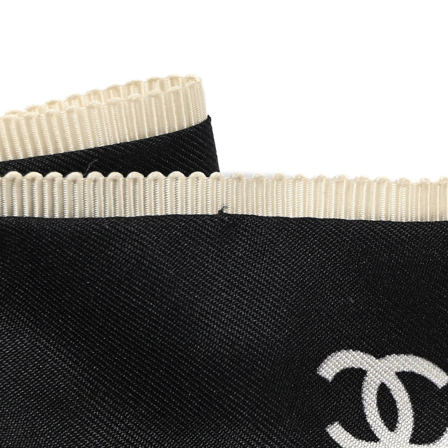 Silk CC Hair Tie Black Ecru