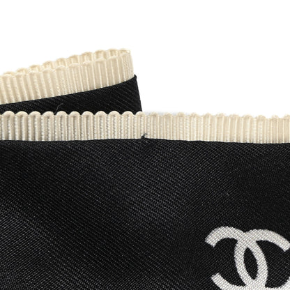 Chanel Silk CC Hair Tie Black Ecru 3 of 3