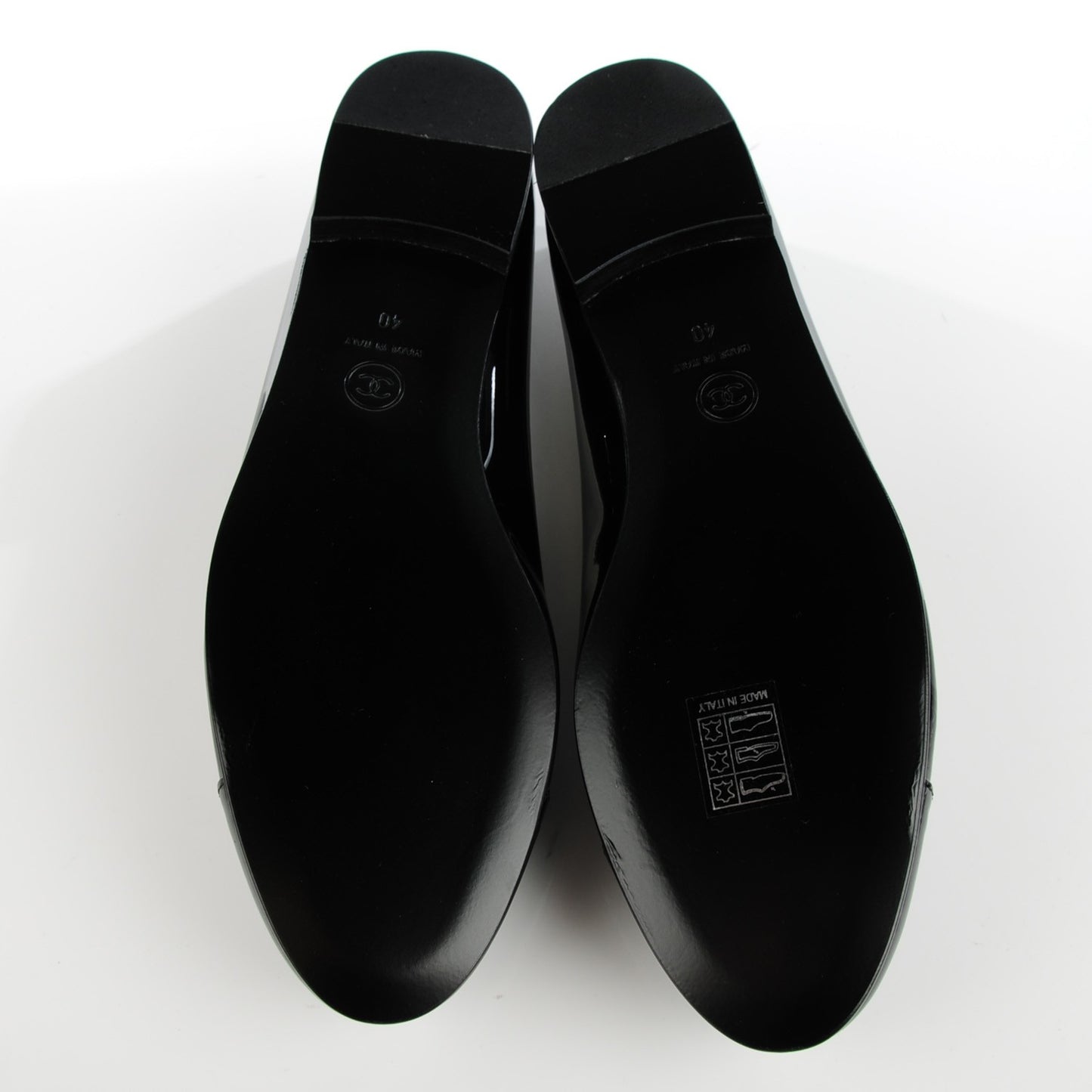 Patent Cap Toe Ballerina Flats 40 Black