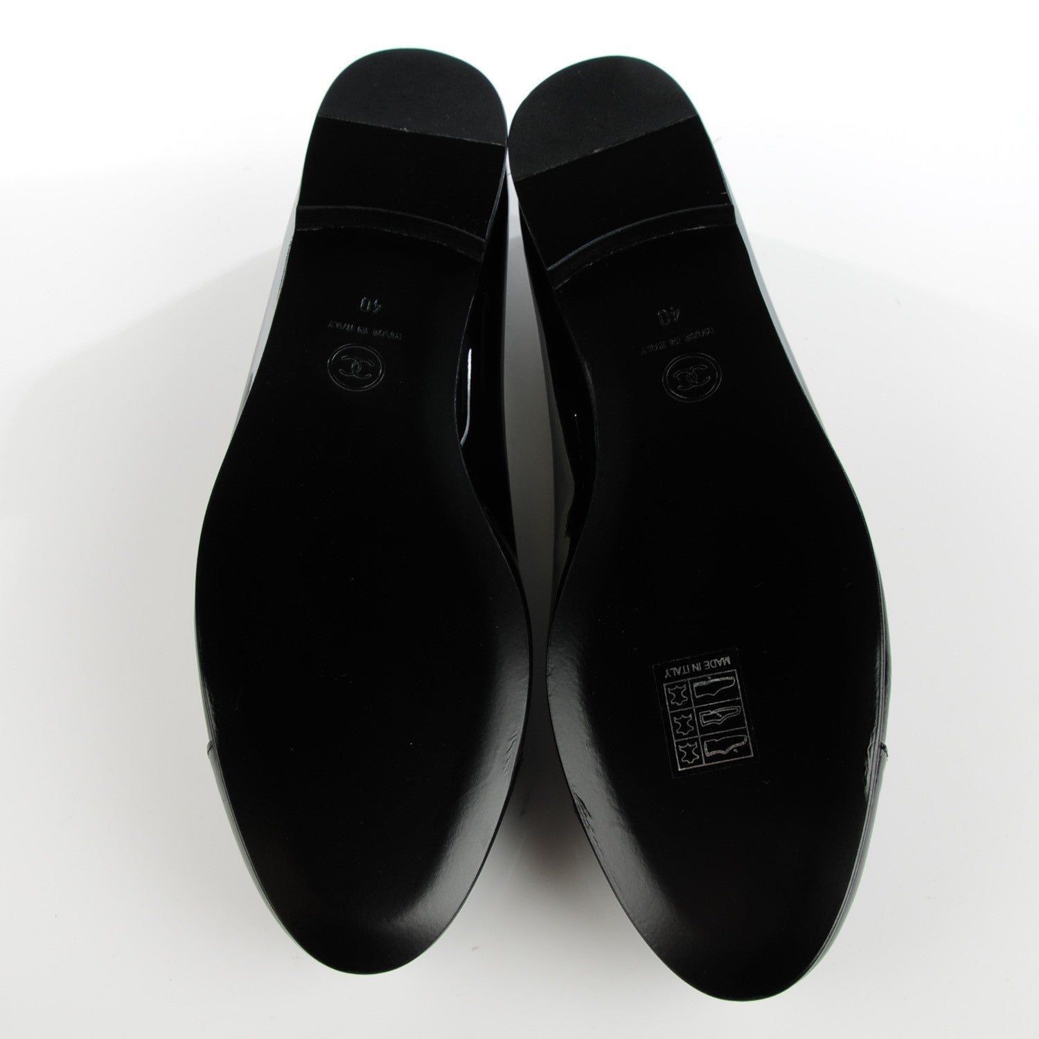Chanel Patent Cap Toe Ballerina Flats 40 Black 6 of 9