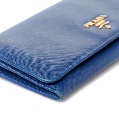 Prada Saffiano Metal Continental Flap Wallet Bleuette 8 of 14