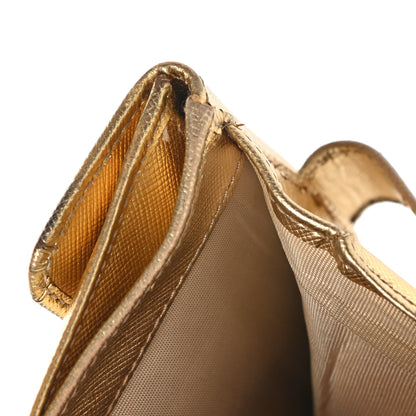 Prada Metallic Saffiano Compact Flap Wallet Gold 8 of 14