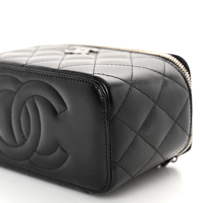Chanel Shiny Crumpled Calfskin Crystal Quilted Precious Handle Vanity Case With Chain Black 10 of 11