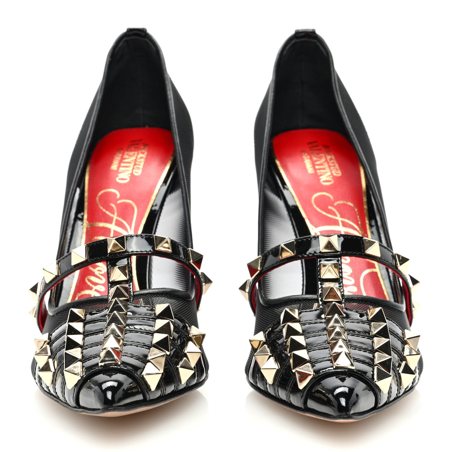 Valentino Garavani Mesh Patent Rockstud Alcove 100mm Pumps 37 Black 4 of 7