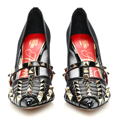 Valentino Garavani Mesh Patent Rockstud Alcove 100mm Pumps 37 Black 4 of 7