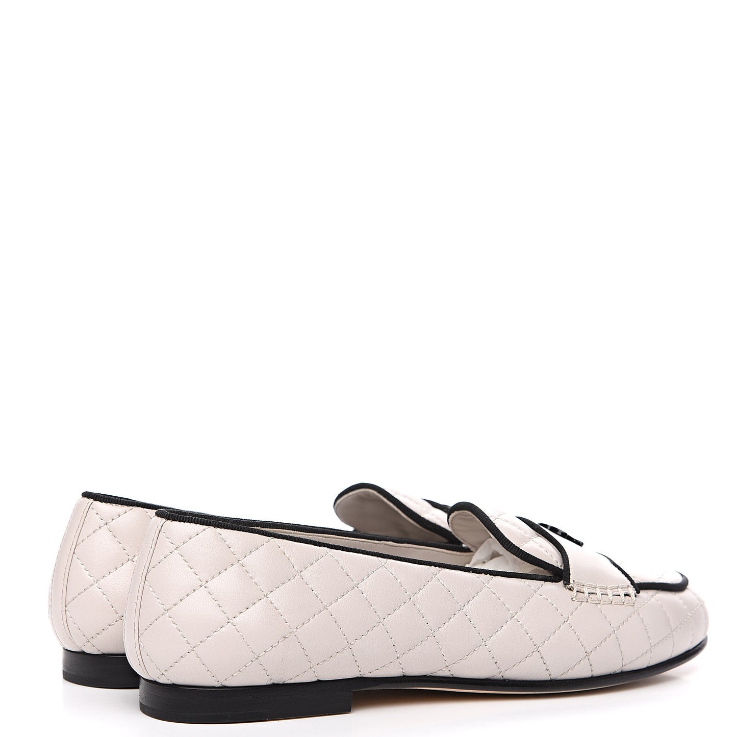 Lambskin Quilted CC Loafers 35.5 Light Grey