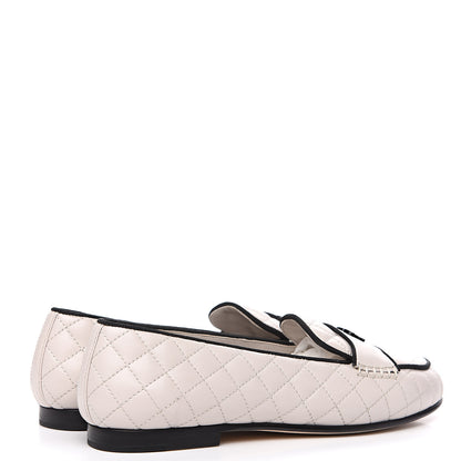 Chanel Lambskin Quilted CC Loafers 35.5 Light Grey 4 of 9